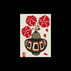 Poster Ukiyo Vase Flower Greige 50 X 70