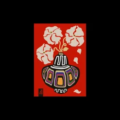 Poster Ukiyo Vase Flower Rainbow Red 50 X 70